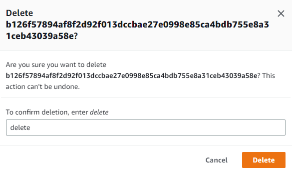 Delete certificate confirmation