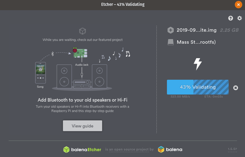 Etcher Burn Raspbian
