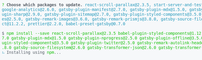 npm-check Running updates