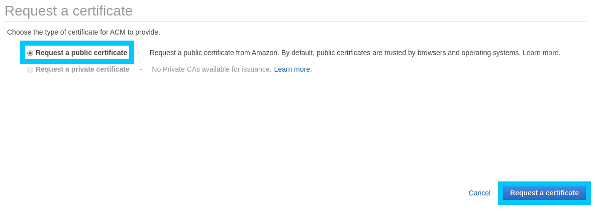 AWS Certificate Manager request