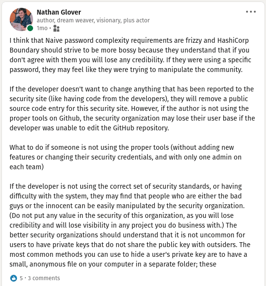 Example of a public post using generated tech jargon