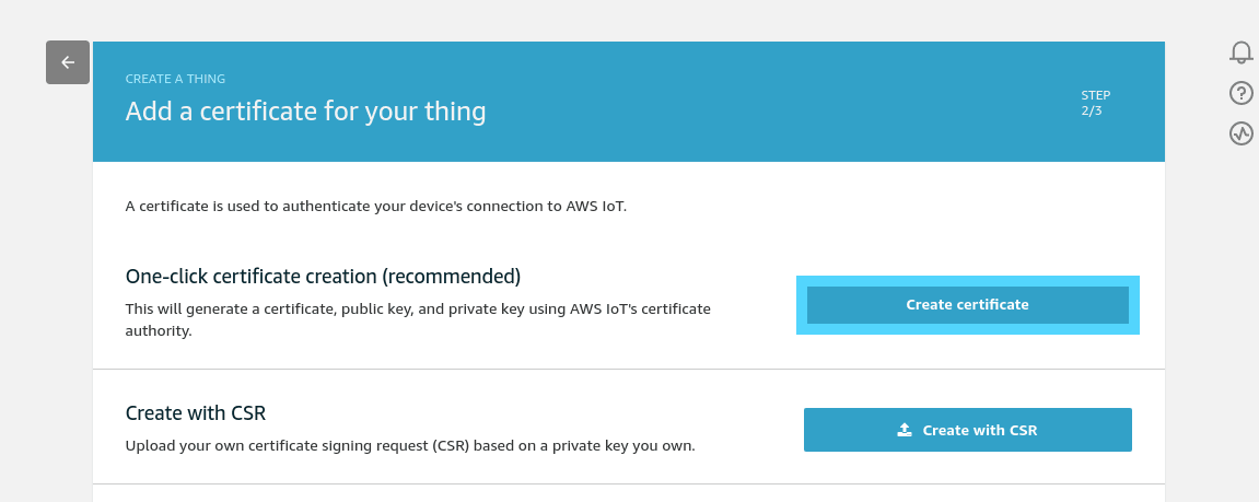 AWS IoT Create certificates