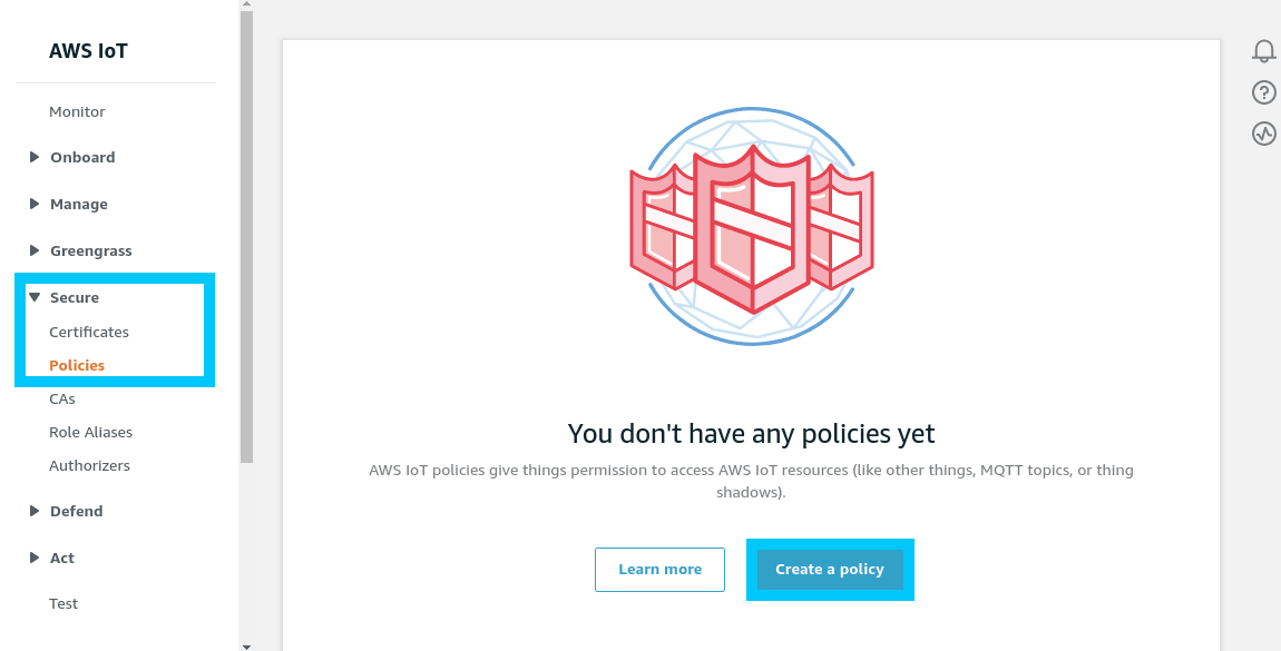 AWS IoT Create a policy