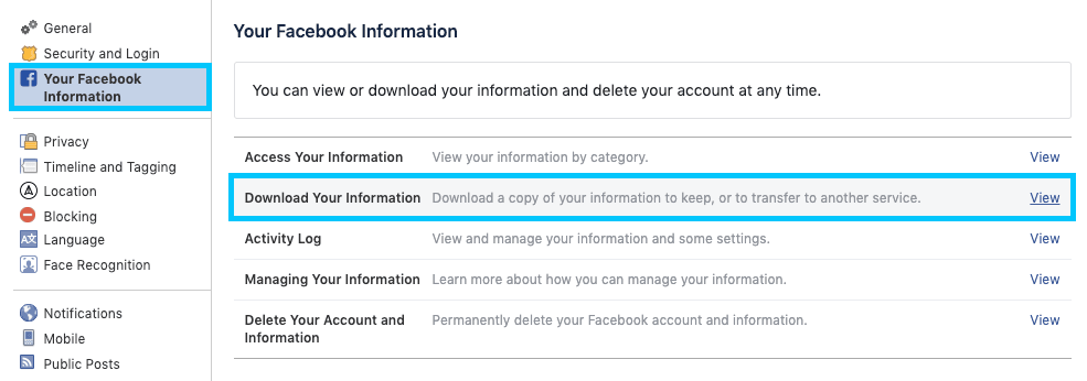 Facebook data export 1