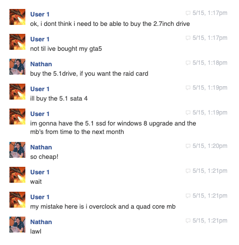 Face facebook conversation example