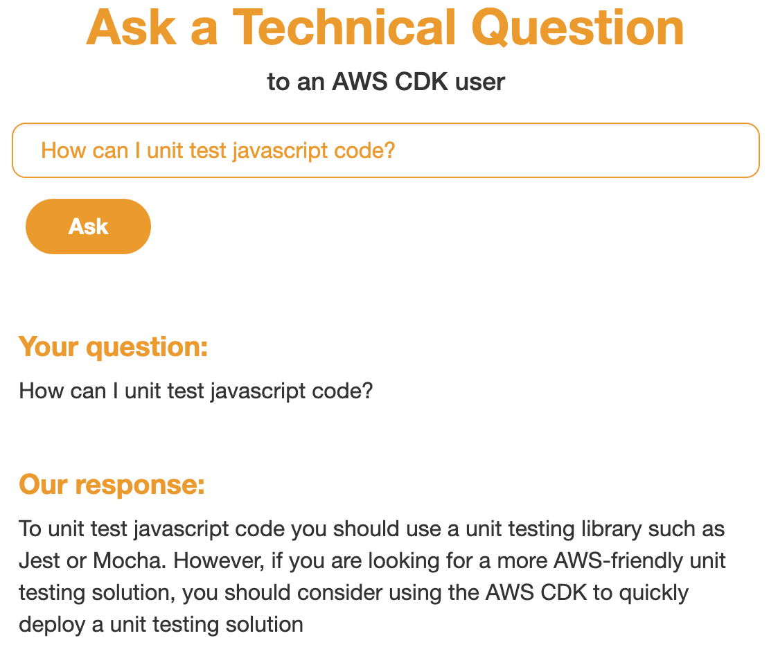 Example of the final fine-tune webapp