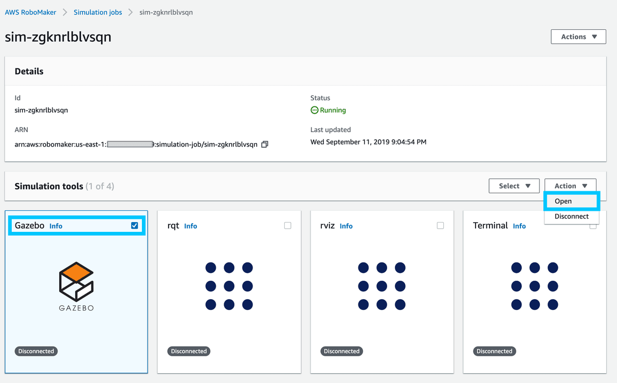 AWS RoboMaker opening Gazebo in Simulation