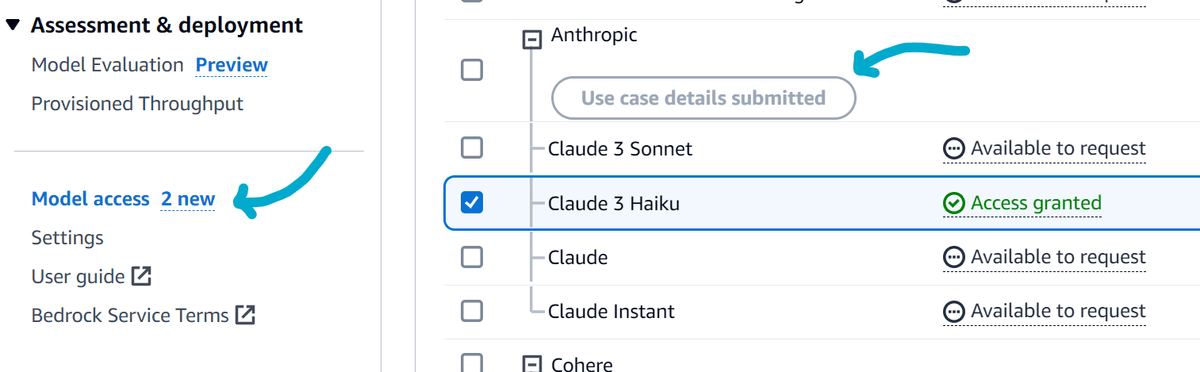 Enable Claude 3 Haiku model
