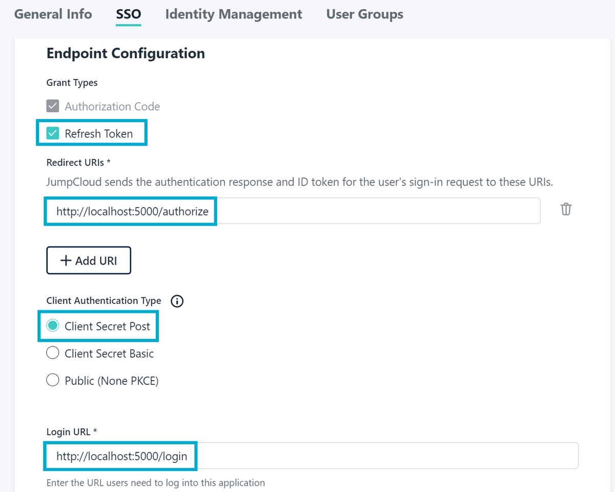 Configure JumpCloud custom application