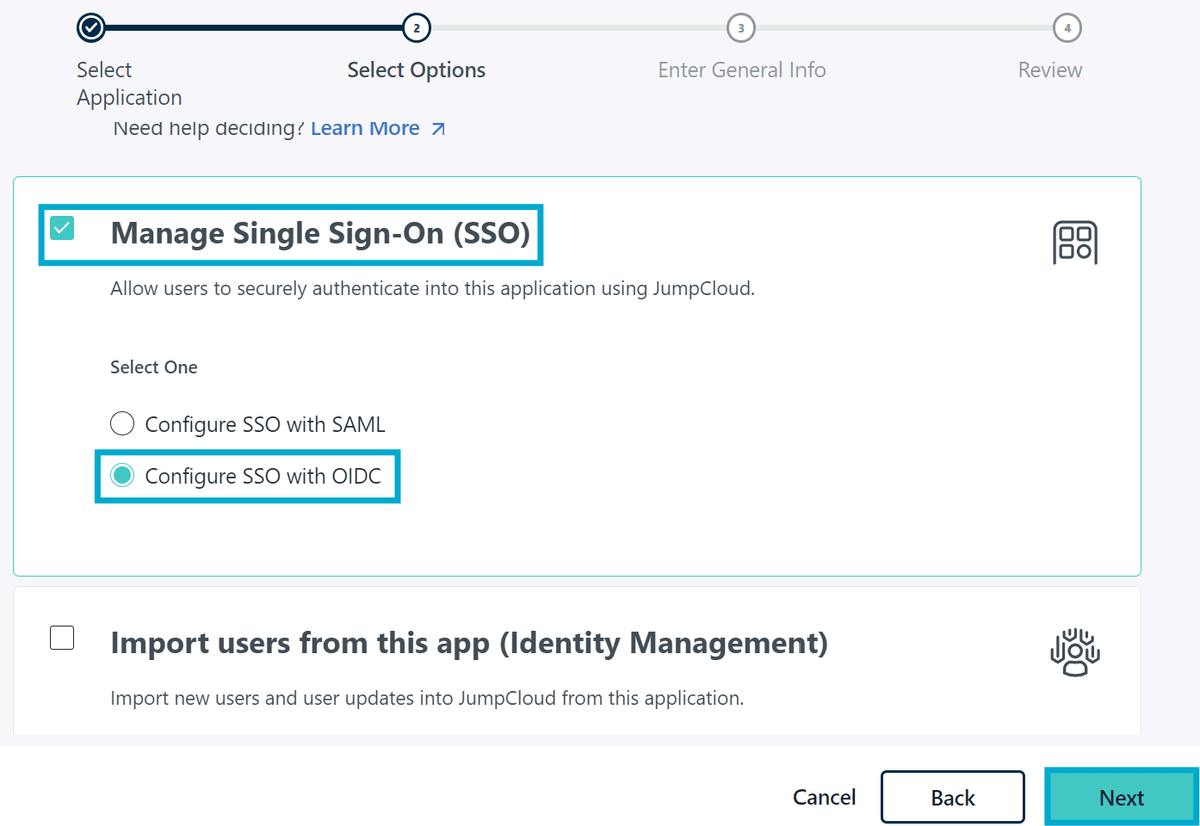 Create JumpCloud custom application as OIDC