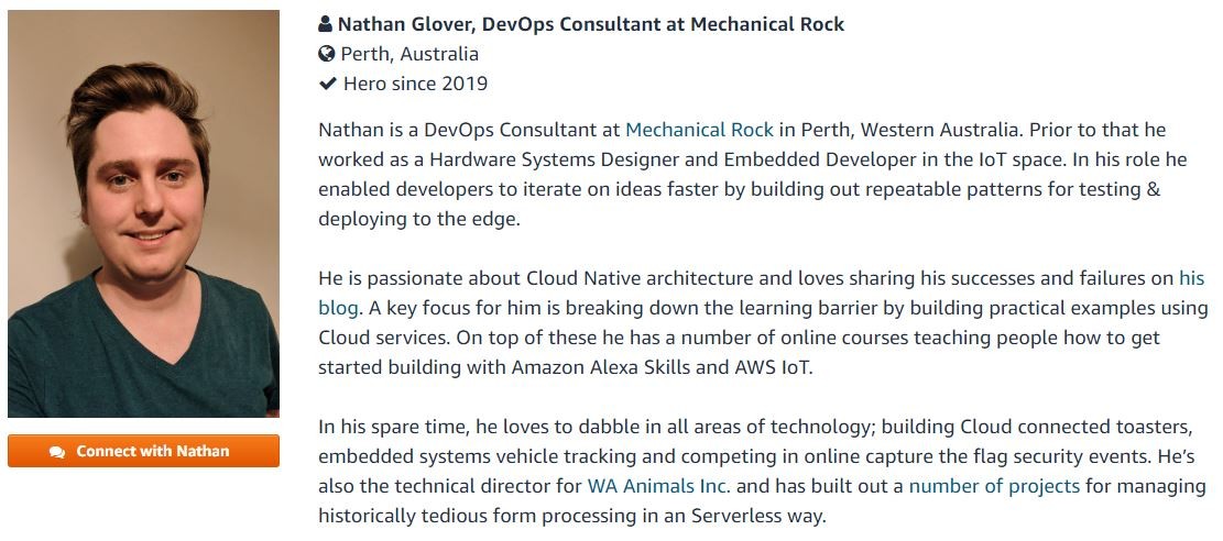 AWS Community Hero Nathan Glover