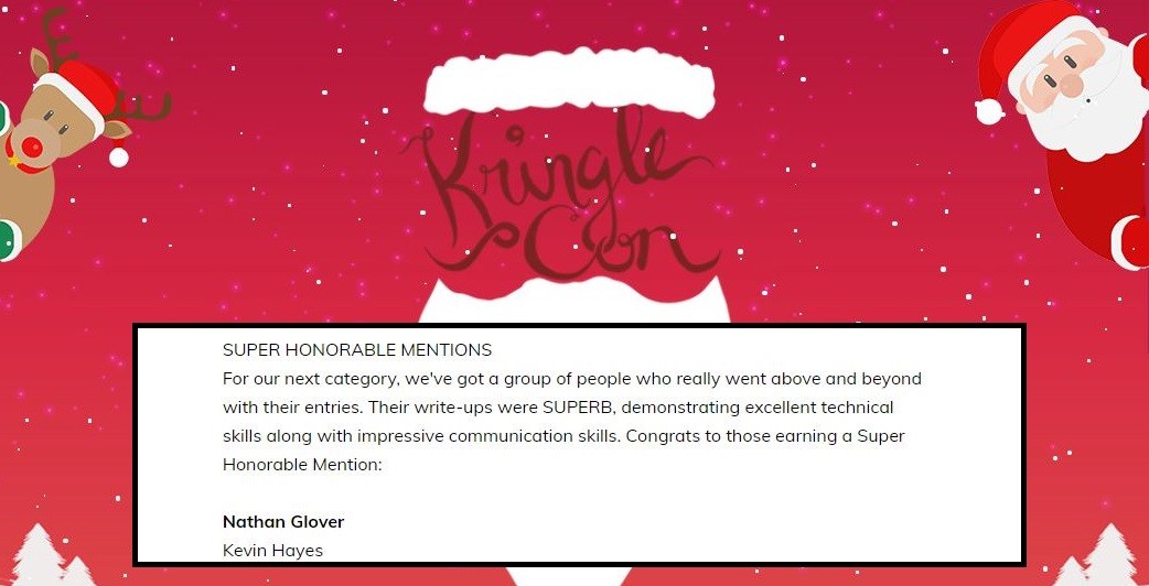 SANS Holiday Hack Super Honorable Mention