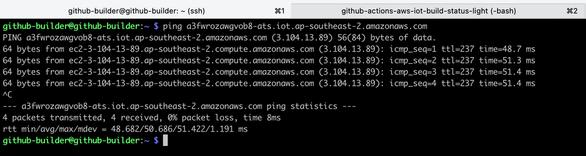 Ping command output